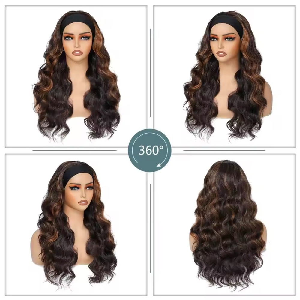 Brown Highlight Headband Wig 26 inch made From synthetic fiber. - Picture 4 of 4